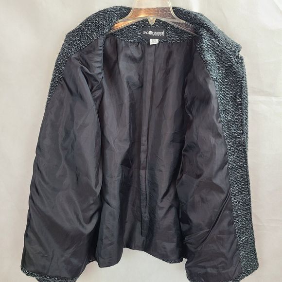 Sag Harbor Women's (20W) Black & Gray Tweed Lined Button Closure Jacket Coat - Picture 6 of 9